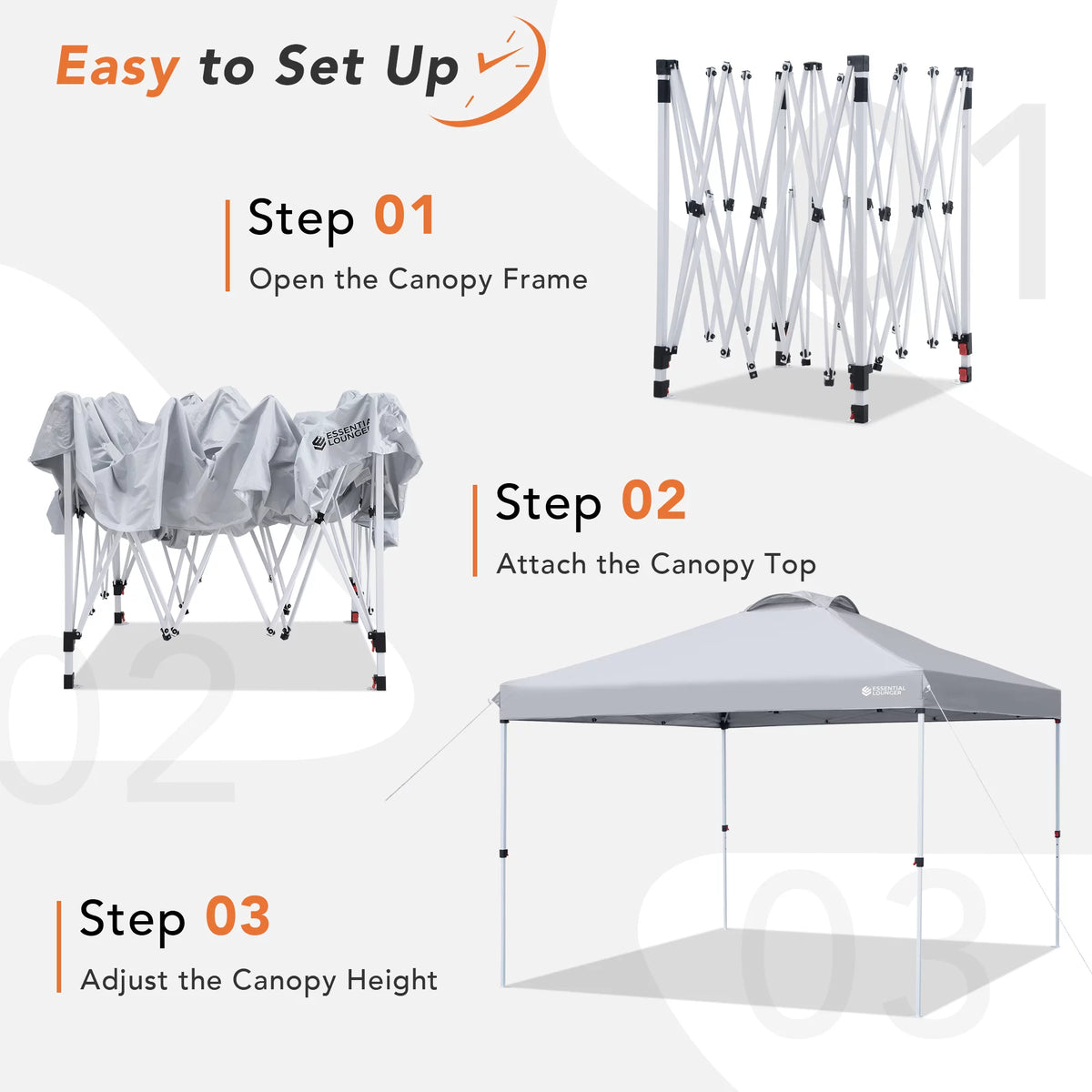 Grey 10x10ft Pop Up Outdoor Canopy Tent with Wheeled Carrying Bag J6505