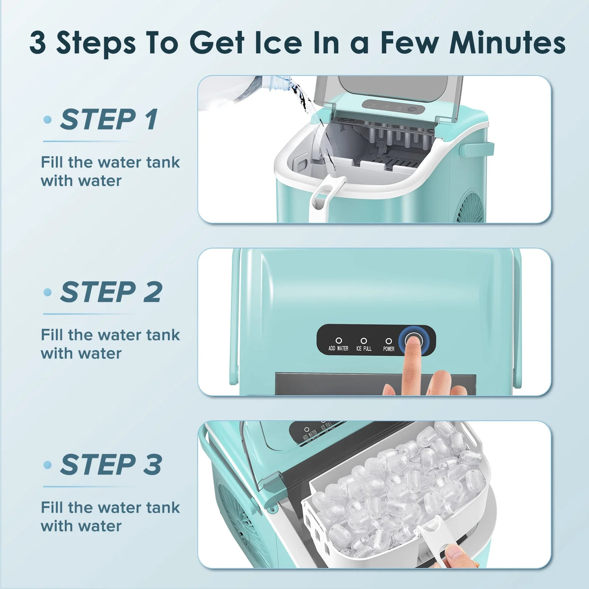 Portable Countertop Ice Maker with Handle, 26Lbs/24H, Black R58549