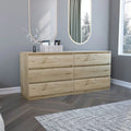 Light Oak & White 6 Drawer Double Dresser C756710
