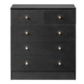 Black 5 Drawer Wood Dresser with Gold Handle P639