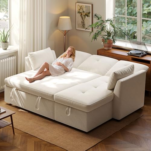 3 in 1 Convertible Velvet Sleeper Sofa Bed H273609