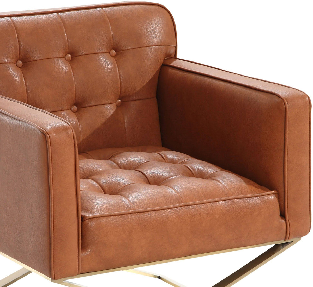 Brown and Gold Finish Modern Chair R63007