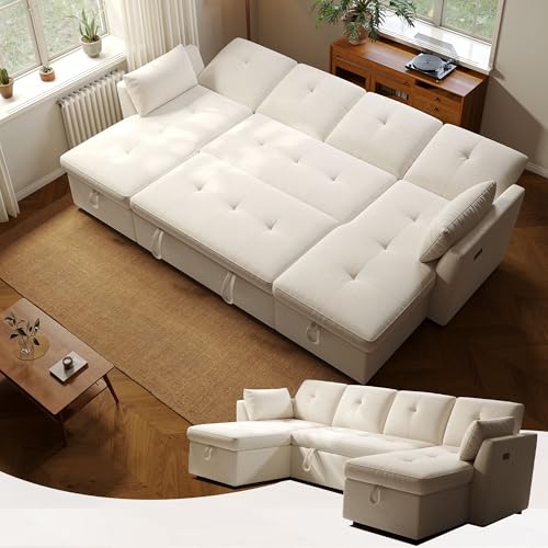 3 in 1 Convertible Velvet Sleeper Sofa Bed H273609