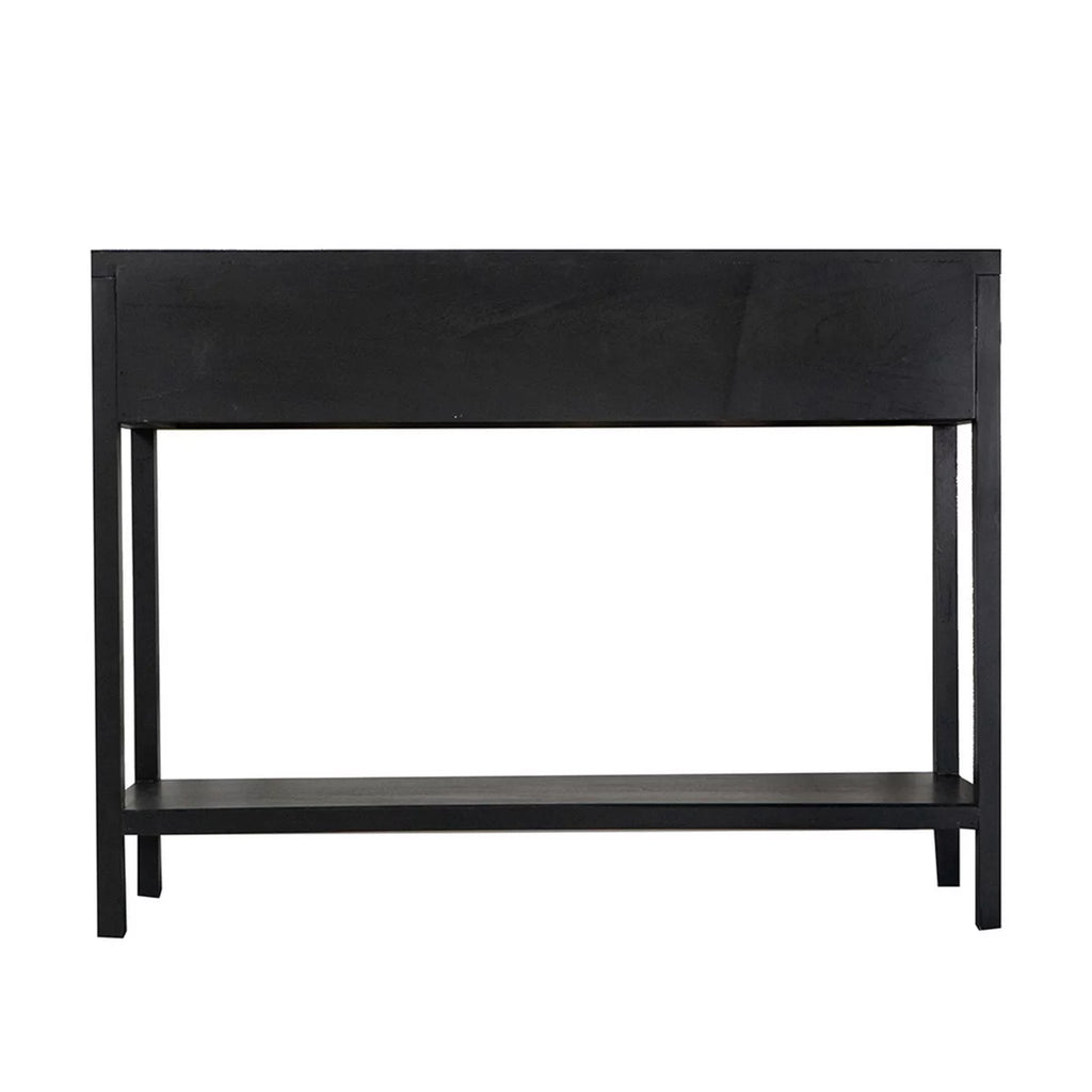 Black Finish Sofa Console Table with 2 Rattan Drawers H999362
