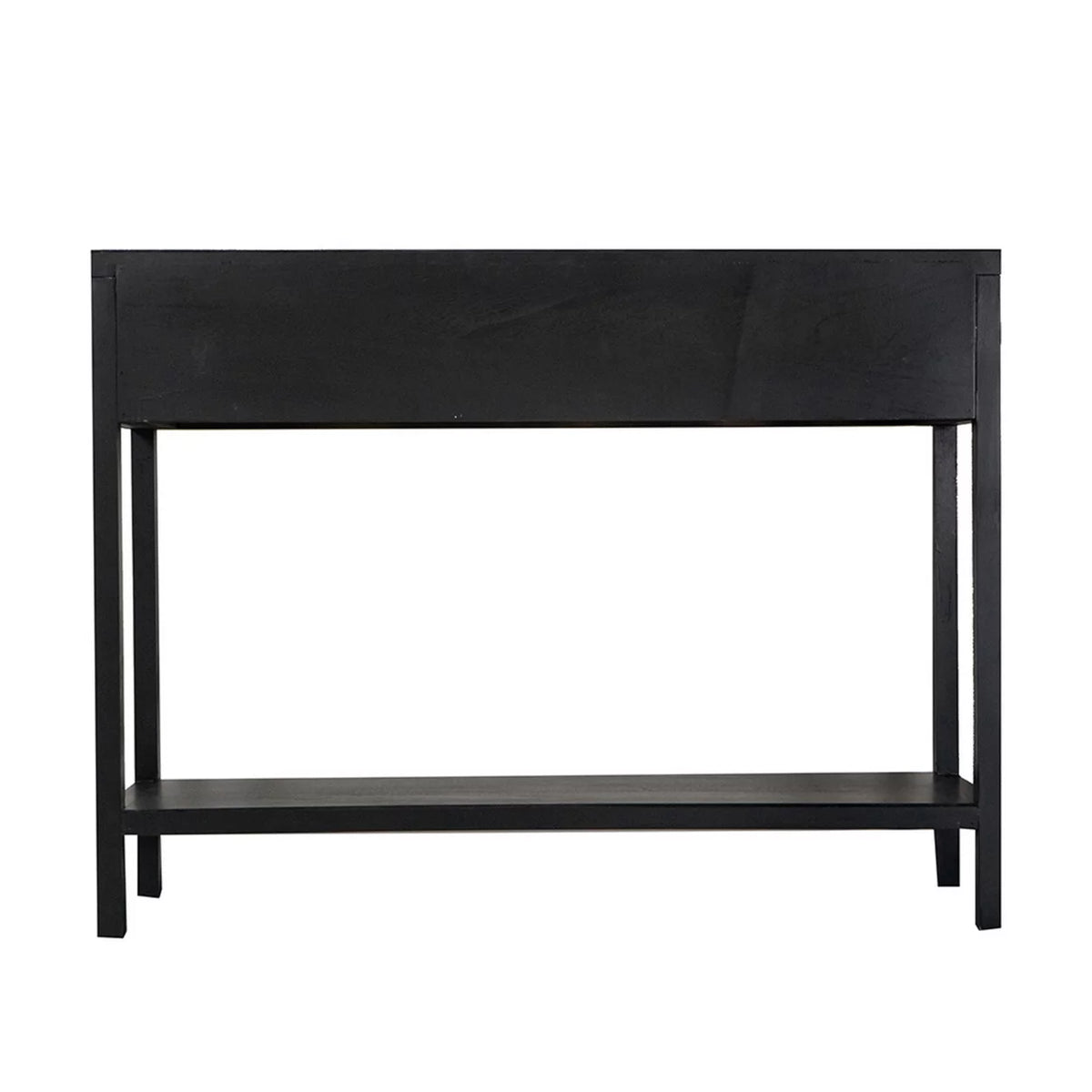Black Finish Sofa Console Table with 2 Rattan Drawers H999362