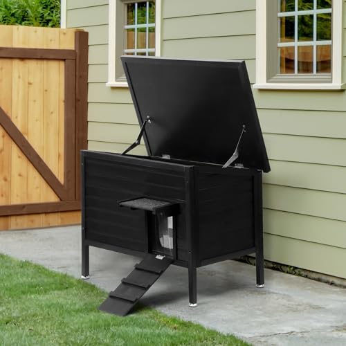Large Size 34.2" L*21.2" W*26.7" H Insulated Wooden Cat Shelter I886128