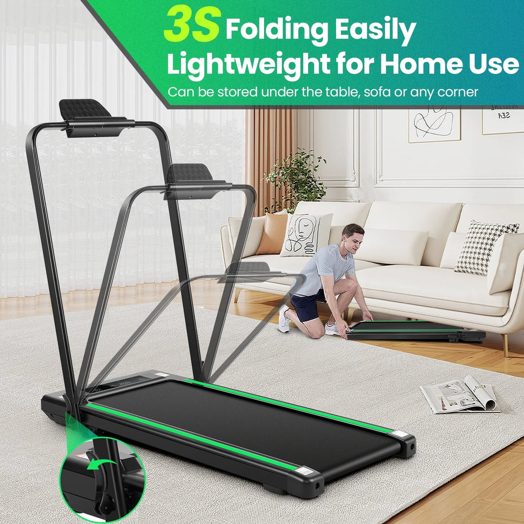 4 in 1 Under Desk Treadmill 2.5HP 300 lbs Capacity Black Green R1929