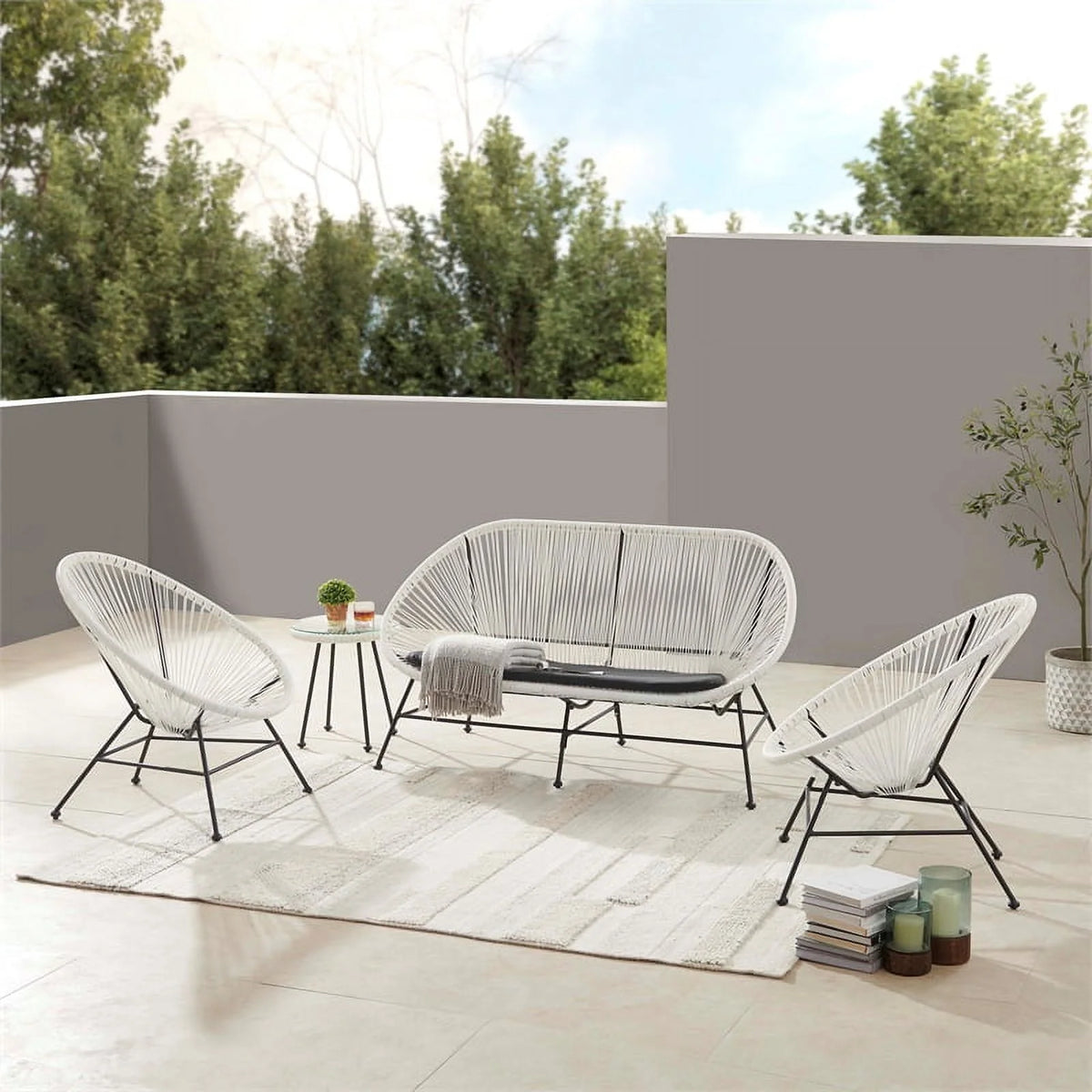 3-Piece Set with 2 Single Chairs and Loveseat in White M301
