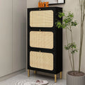 3 Flip Drawer Natural Rattan Shoe Cabinet with Metal Legs H6964
