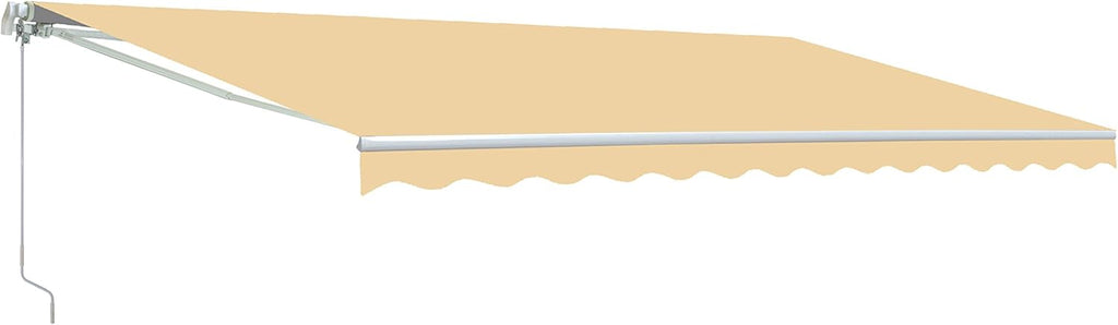 Retractable 13x10 Feet Motorized White Frame Patio Awning with Polyester Canopy S4834