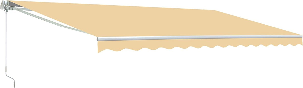 Retractable 13x10 Feet Motorized White Frame Patio Awning with Polyester Canopy S4834