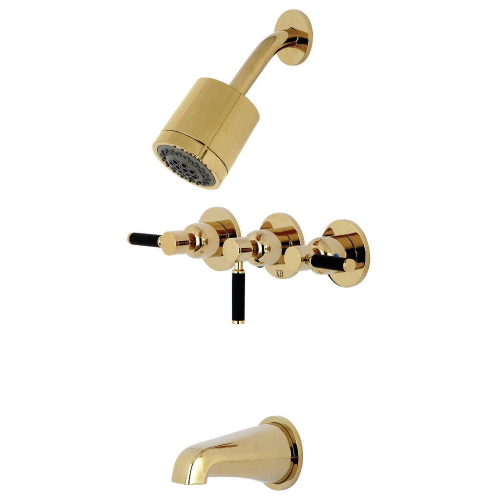 Polished Brass Three-Handle Tub and Shower Faucet X456