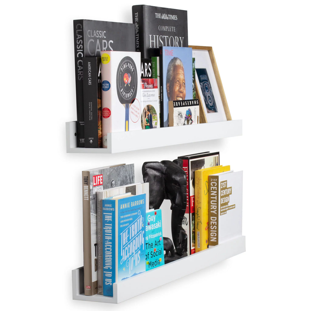 White Set of 2 Wall Floating Shelves Z811406