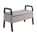 Greek Keyline Wooden Arm Storage Bench D8416