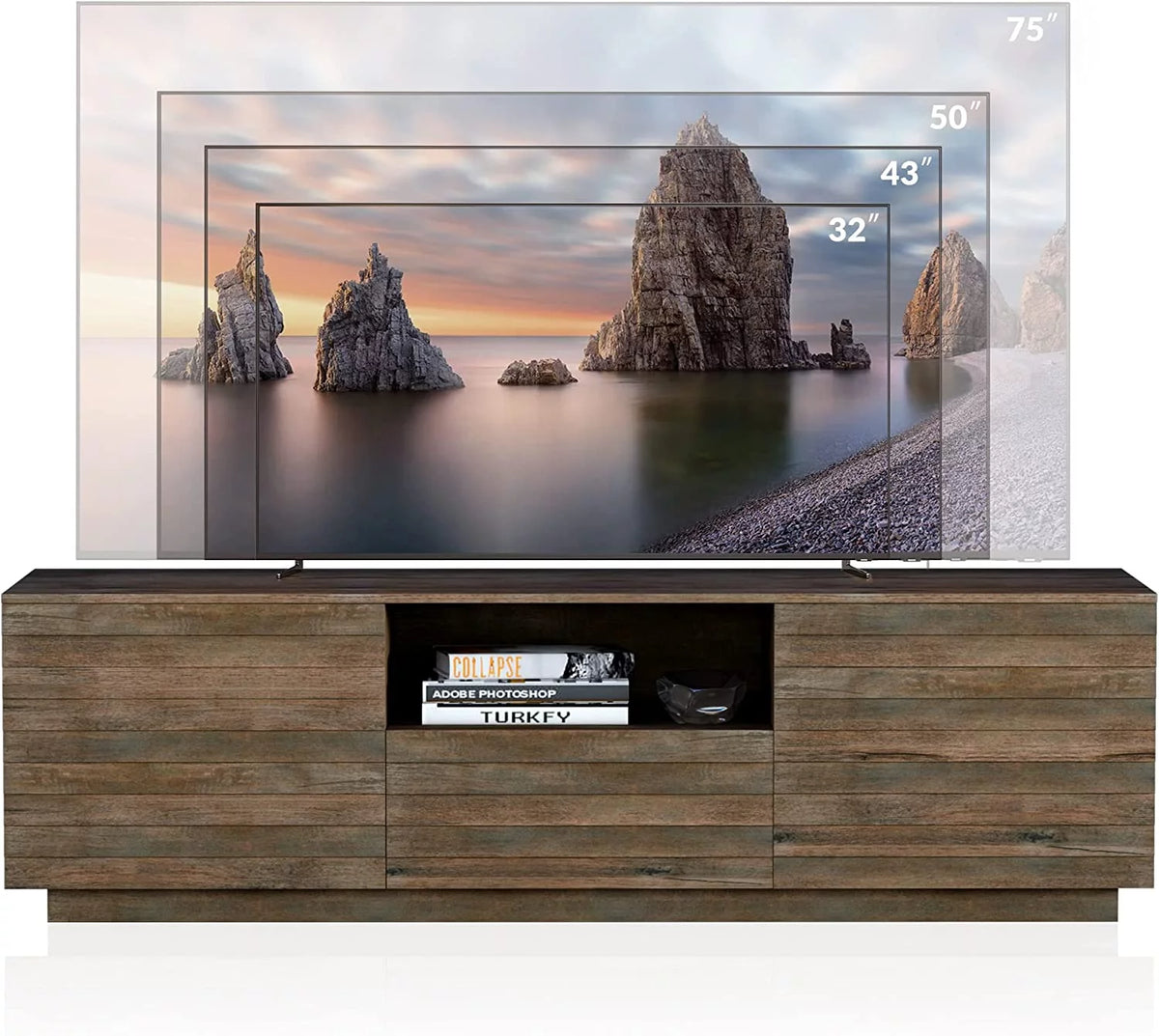 65" Brown TV Stand with Open Drawer Unit K6819