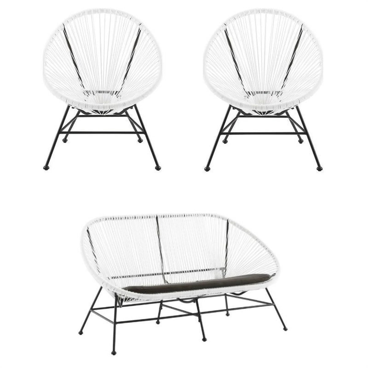 3-Piece Set with 2 Single Chairs and Loveseat in White M301