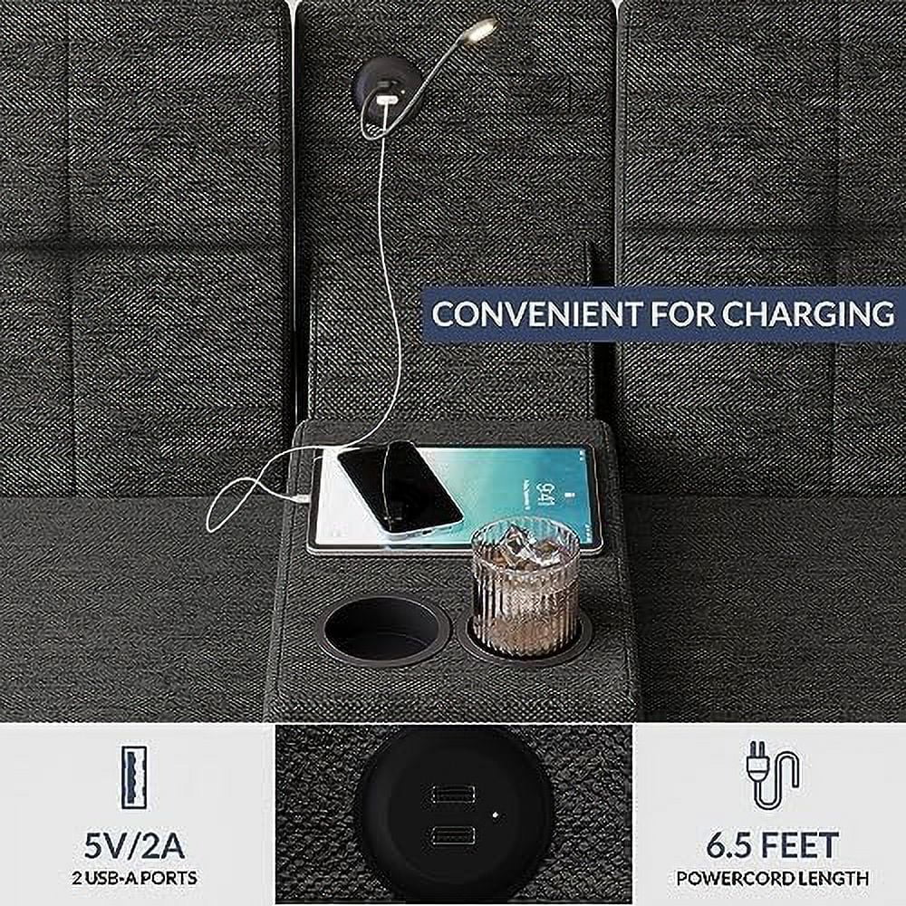 Convertible Sofa Bed with 2 USB Ports and Adjustable Backrest O332126