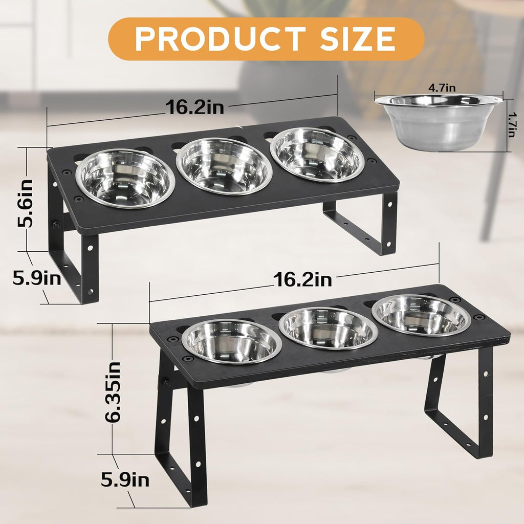 15° Tilted Raised Cat Bowls with Stainless Steel Feeder Bowls E762