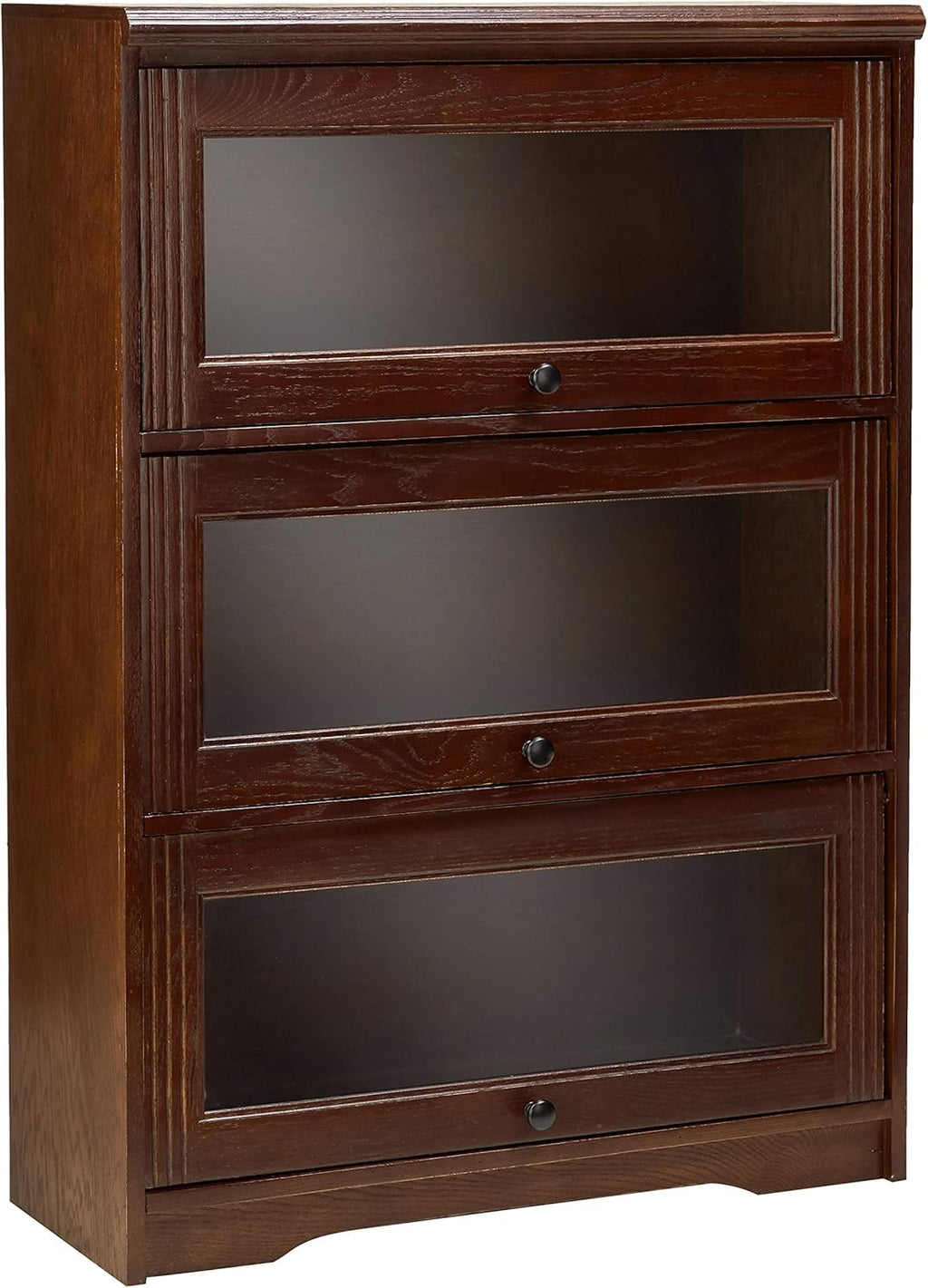 3 Door Lawyer Bookcase, 32 Wide, Medium Oak Finish Q2164