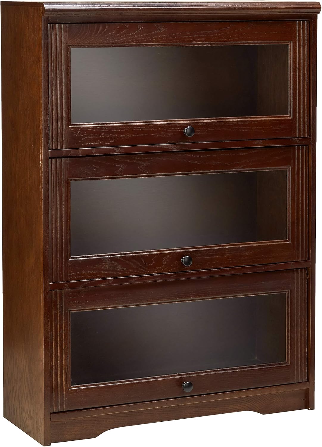 3 Door Lawyer Bookcase, 32 Wide, Medium Oak Finish Q2164