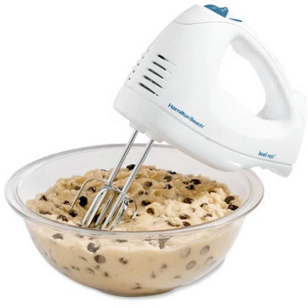6 Speed Electric Hand Mixer with Whisk, Beaters, Snap-On Case, 250 Watts, White R856