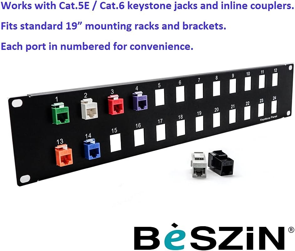 Patch Panel for Keystone Jack 24 Port Pack of 2 V7304