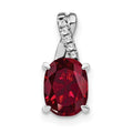 14k White Gold Oval Created Ruby and Real Diamond Pendant O20894