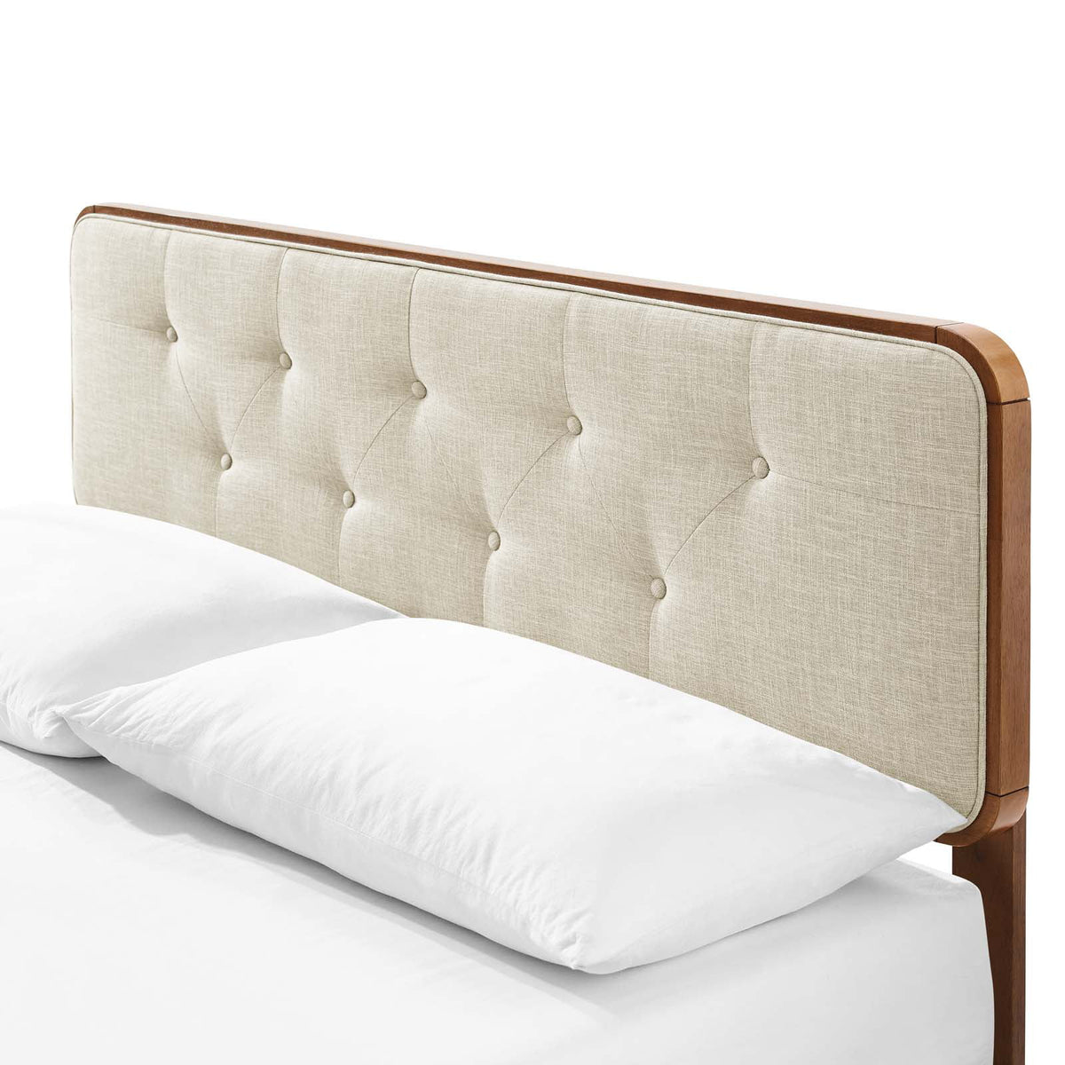 Full Size Wood Brown Walnut Platform Bed Frame W7623