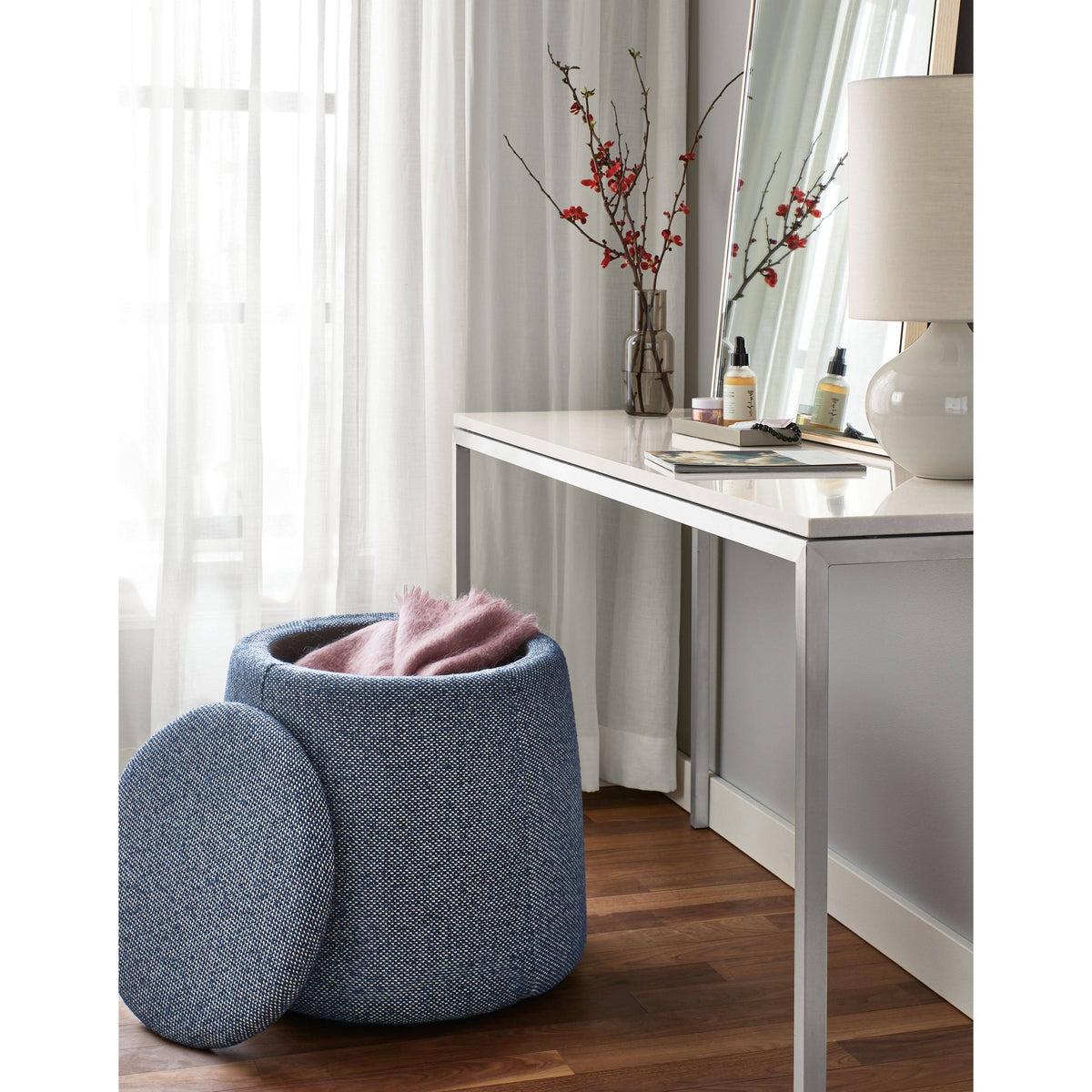Maple Top Console Table with Natural Steel Base R95079