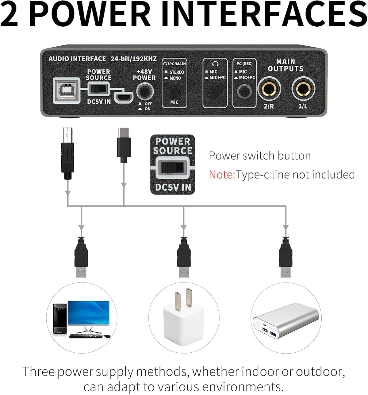 2 Pack USB Audio Interface with XLR Mic Preamplifier A825