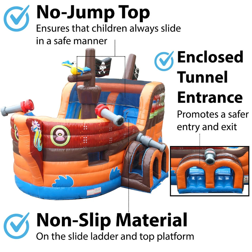 Pirate Ship Inflatable Bounce House with Slide N75344