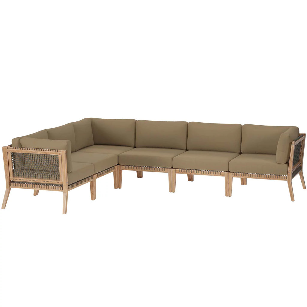 Teak Wood 6-Piece Sectional Sofa U237305