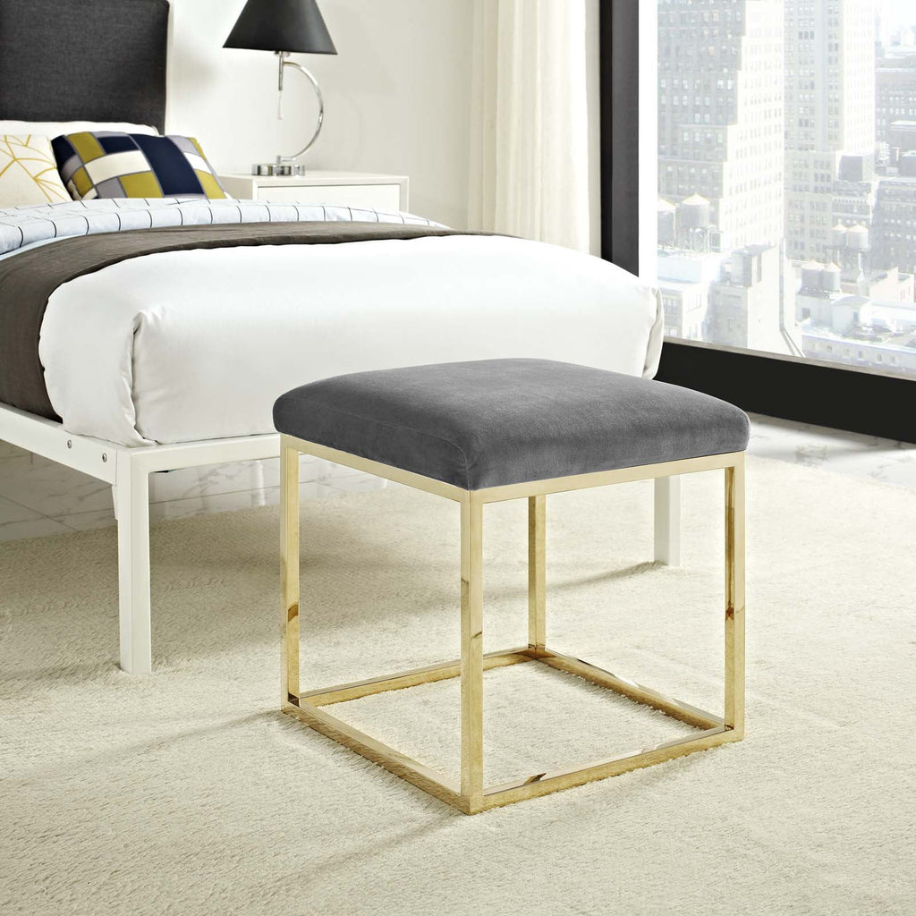 Gold Gray Velvet Accent Chair Ottoman X597