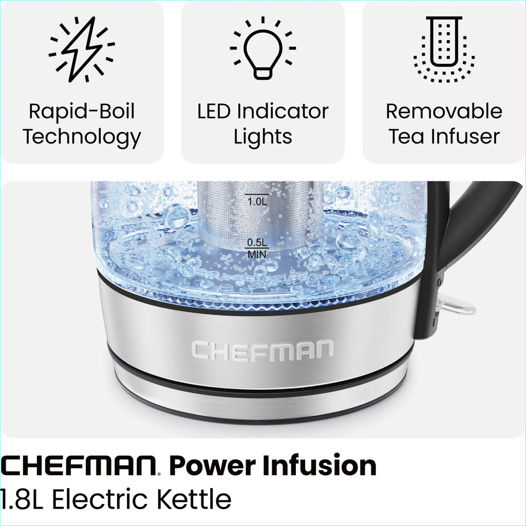 1.8L Electric Glass Kettle with Removable Tea Infuser N144