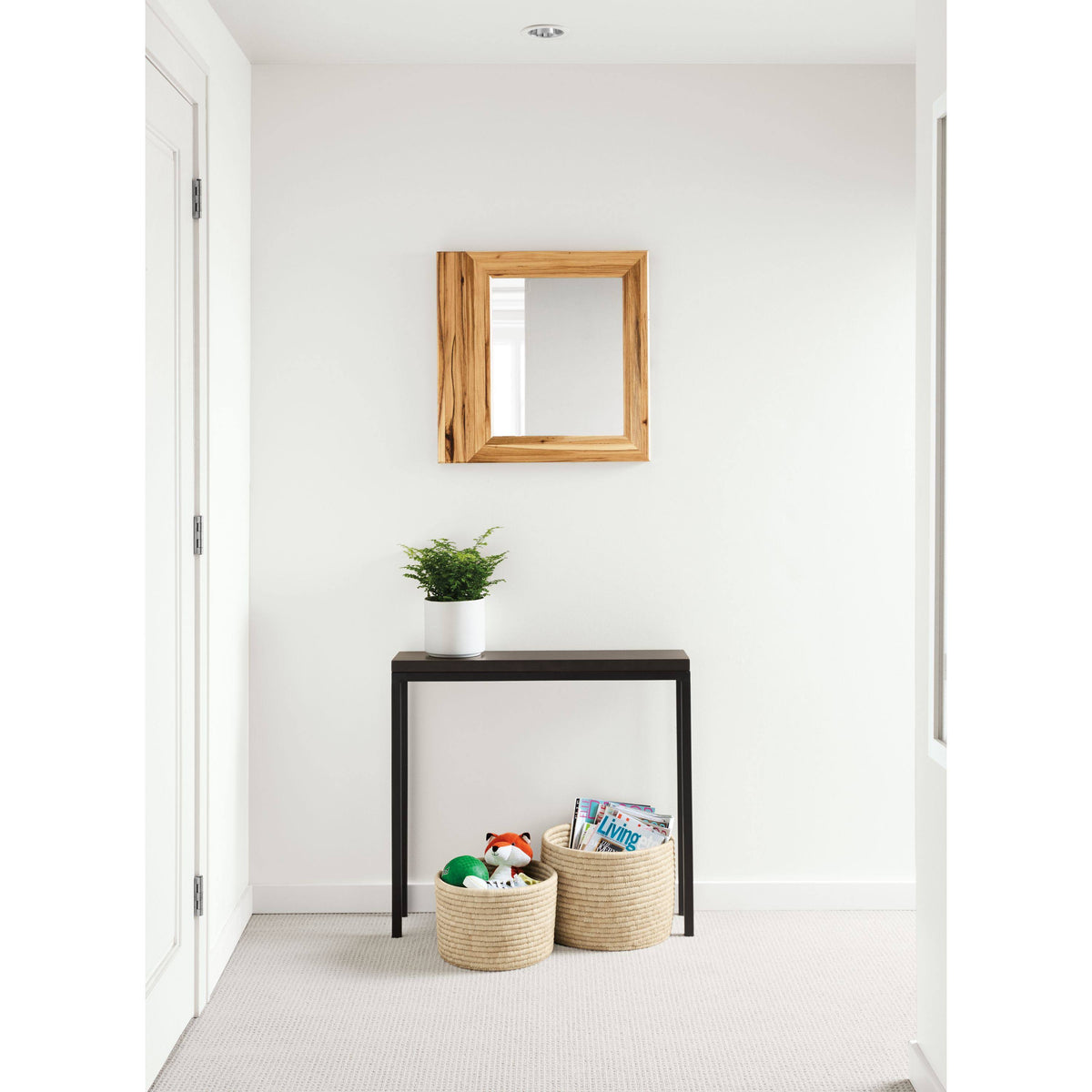 Maple Top Console Table with Natural Steel Base R95079