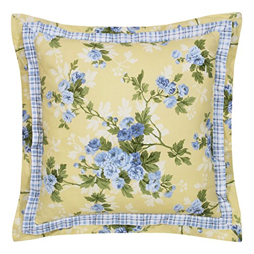 King Yellow Comforter Set with Euro Shams and Throw Pillows, Dark Blue King Sheets, 4 Pieces R7435
