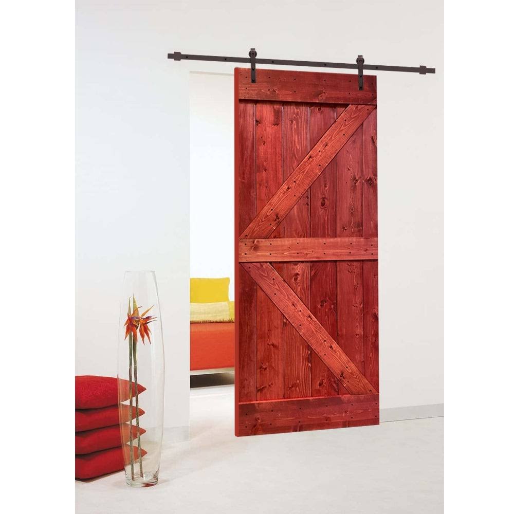 Charcoal Black Stained Wood Interior Sliding Barn Door with Hardware Kit J874