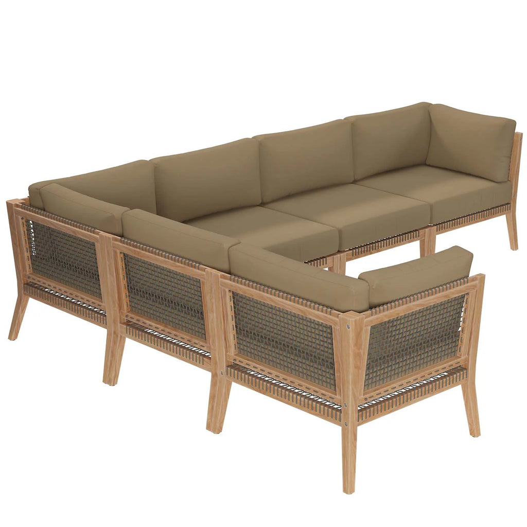 Teak Wood 6-Piece Sectional Sofa U237305