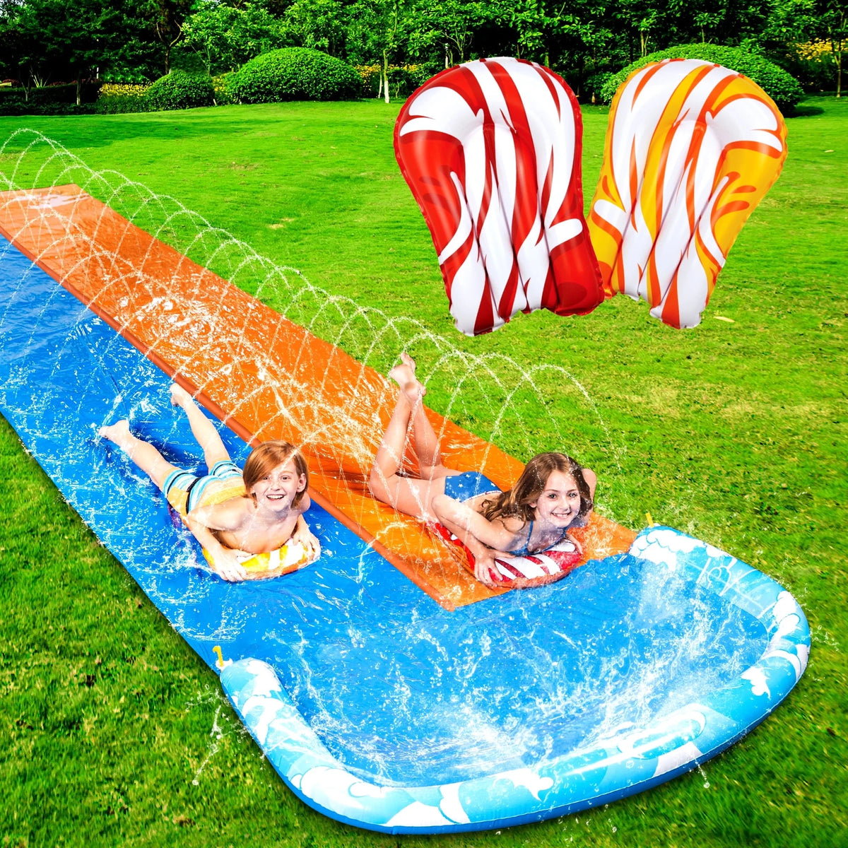 22.5ft Water Slides and 2 Bodyboards W557548