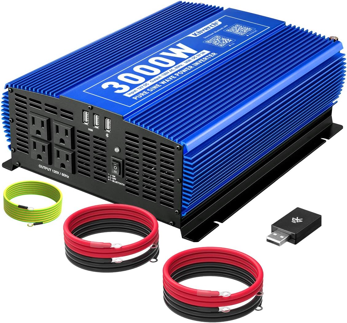 1000W Pure Sine Wave Inverter 12V to 110V with Dual AC Outlets & USB Ports U266155