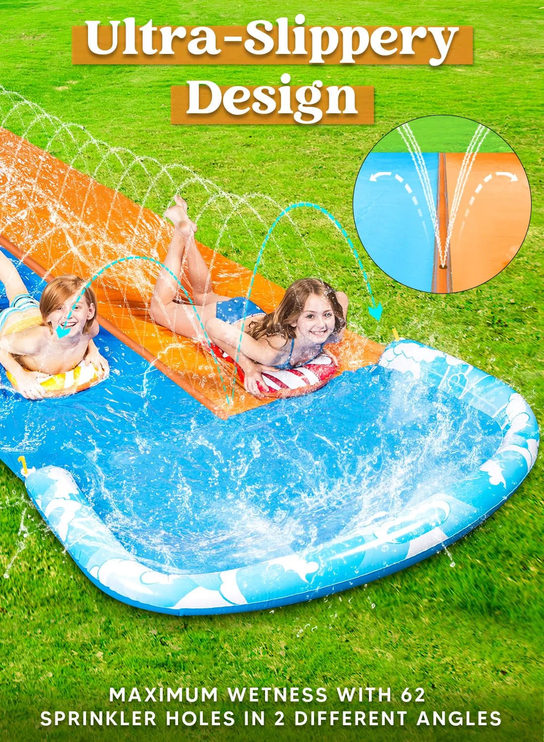22.5ft Water Slides and 2 Bodyboards W557548