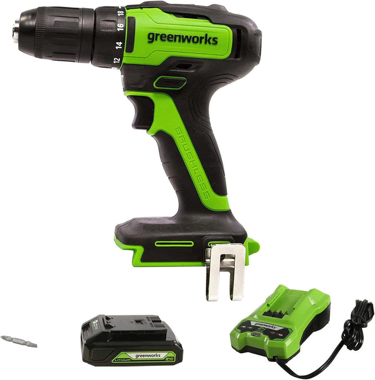 24V Brushless Drill / Driver with 2Ah USB Battery and Charger J442