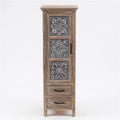 Black Metal and Brown Wood 2-Drawer 1-Door Storage Cabinet J30344