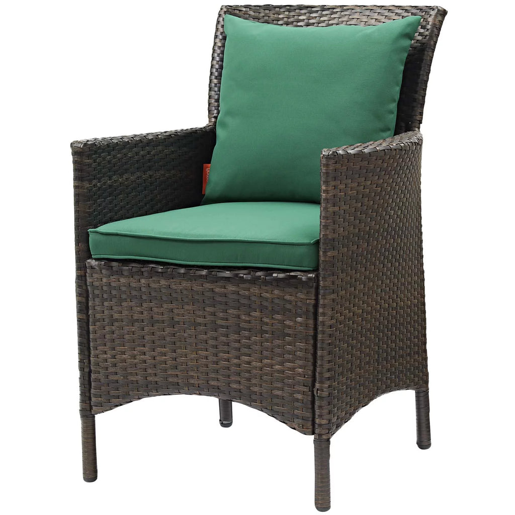 Set of 2 Brown Green Rattan Wicker Dining Chair W641