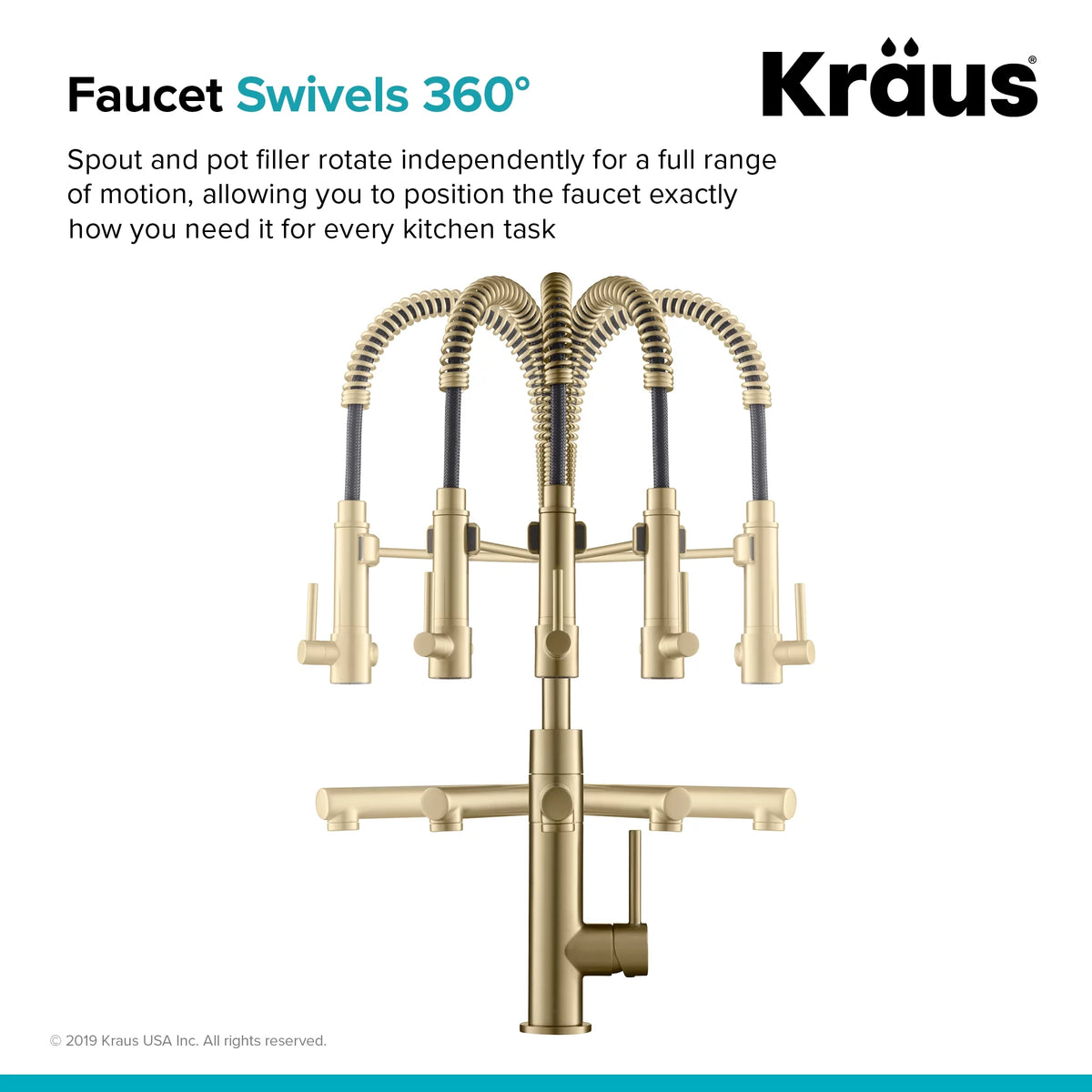 Brushed Gold Matte Black Pre-Rinse Kitchen Faucet F5116