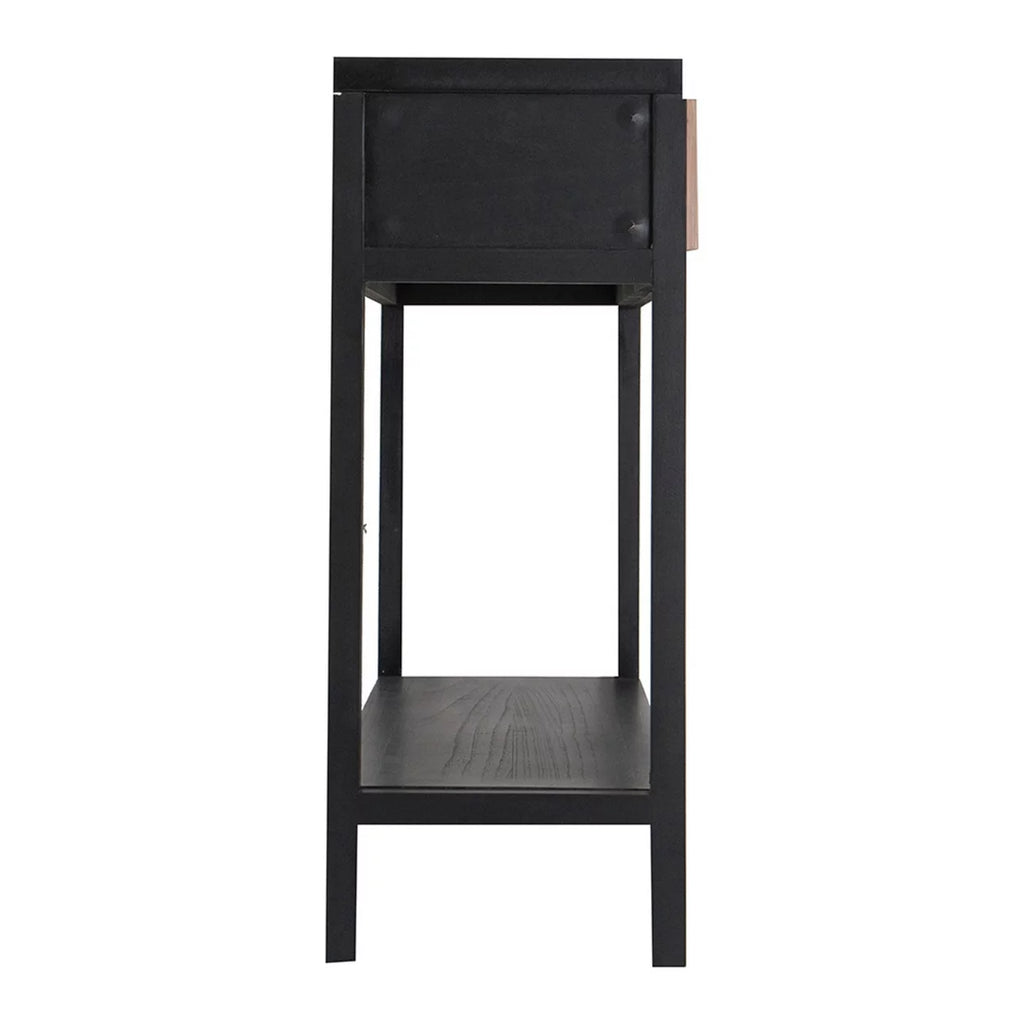 Black Finish Sofa Console Table with 2 Rattan Drawers H999362