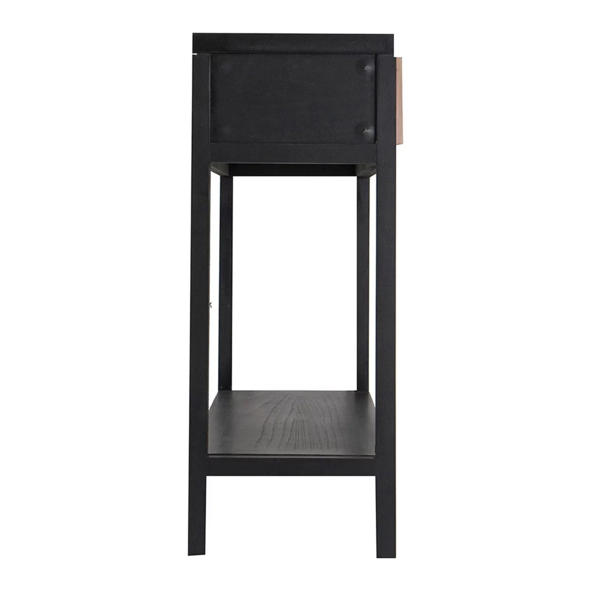 Black Finish Sofa Console Table with 2 Rattan Drawers H999362