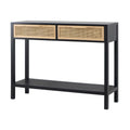 Black Finish Sofa Console Table with 2 Rattan Drawers H999362