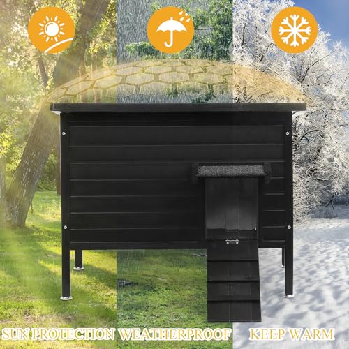 Large Size 34.2" L*21.2" W*26.7" H Insulated Wooden Cat Shelter I886128