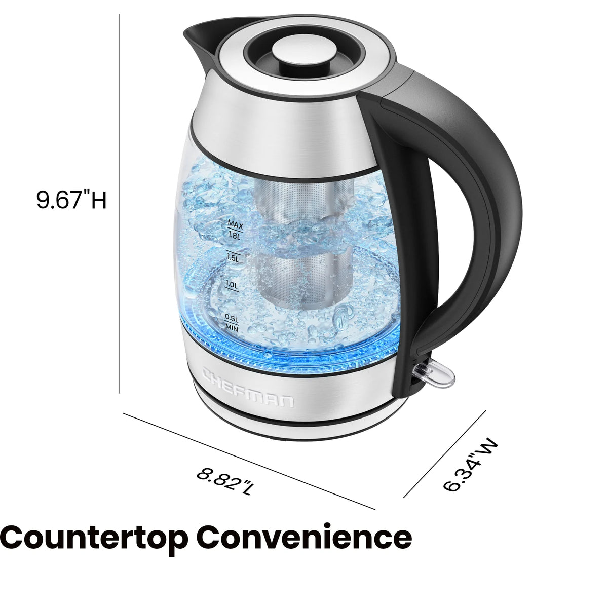 1.8L Electric Glass Kettle with Removable Tea Infuser N144